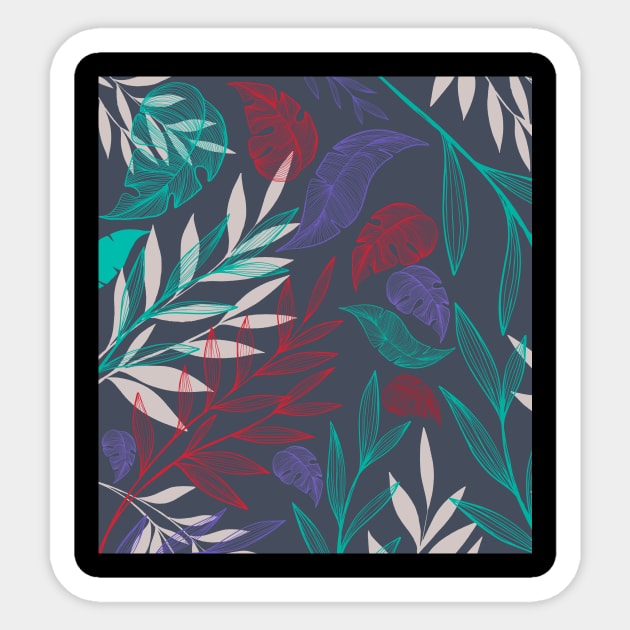 Pattern with tropical plants Sticker by magenta-dream